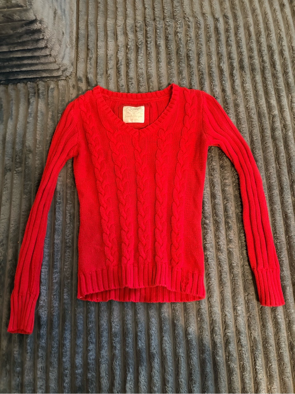 Justice Red Cable Knit Scoop Neck Sweater for Girls
